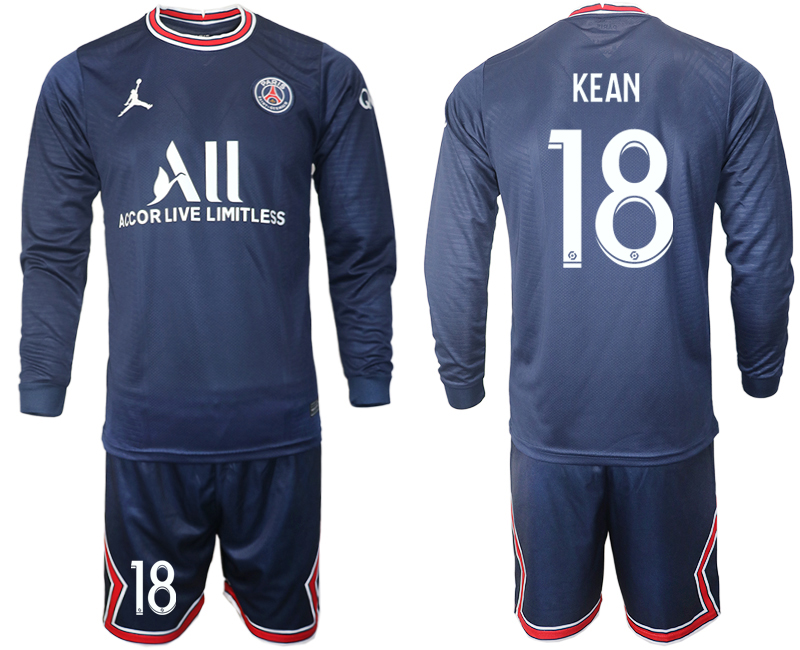 Men 2021-2022 Club Paris St German home blue Long Sleeve #18 Soccer Jersey->paris st german jersey->Soccer Club Jersey